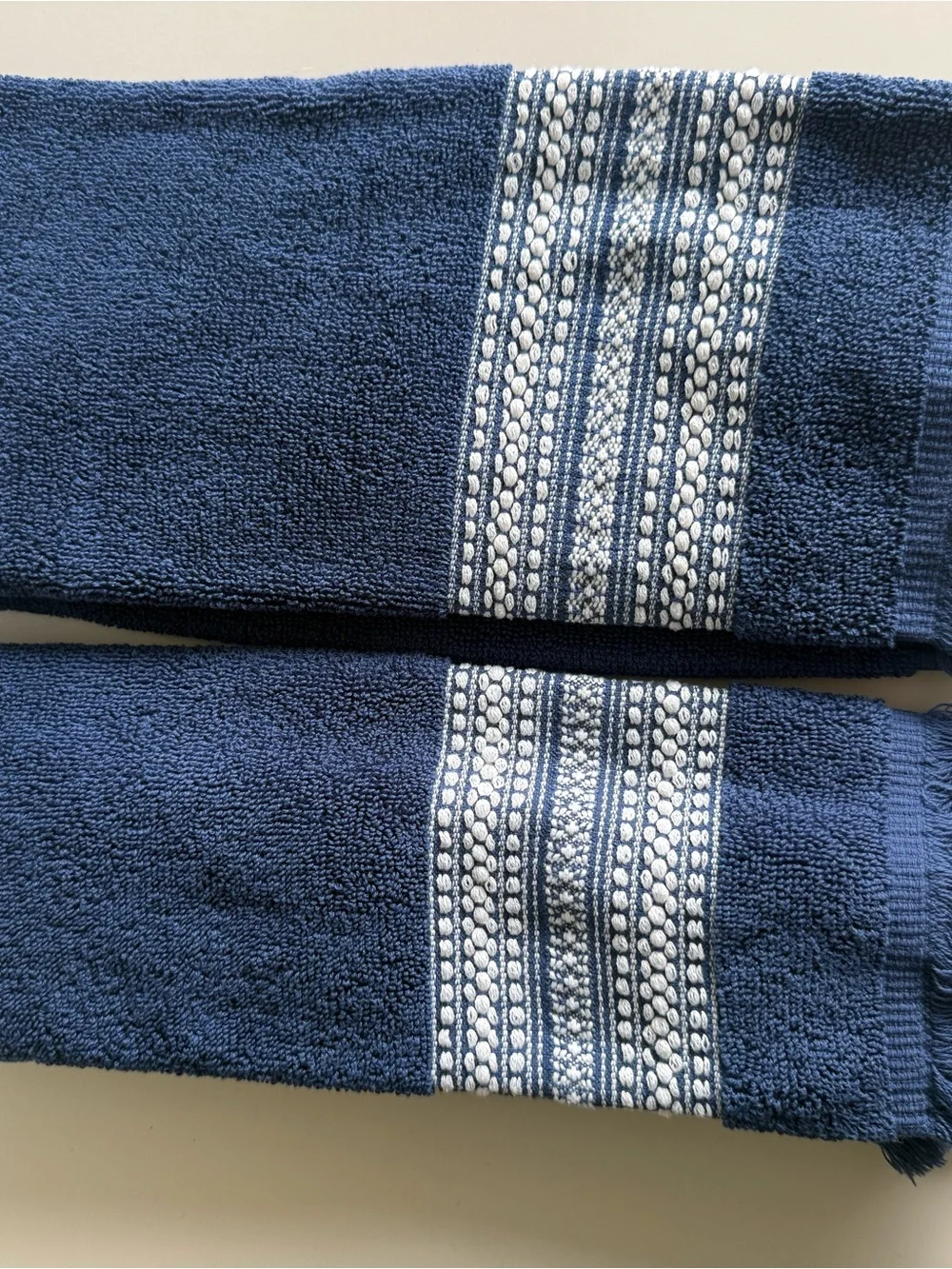 Threshold Navy Plaid Shower Curtain with Fringe